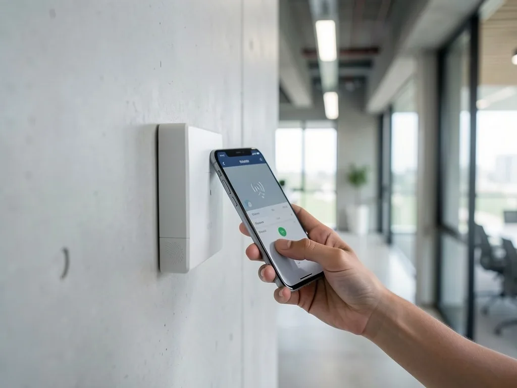 Time clock terminal mounted on a wall